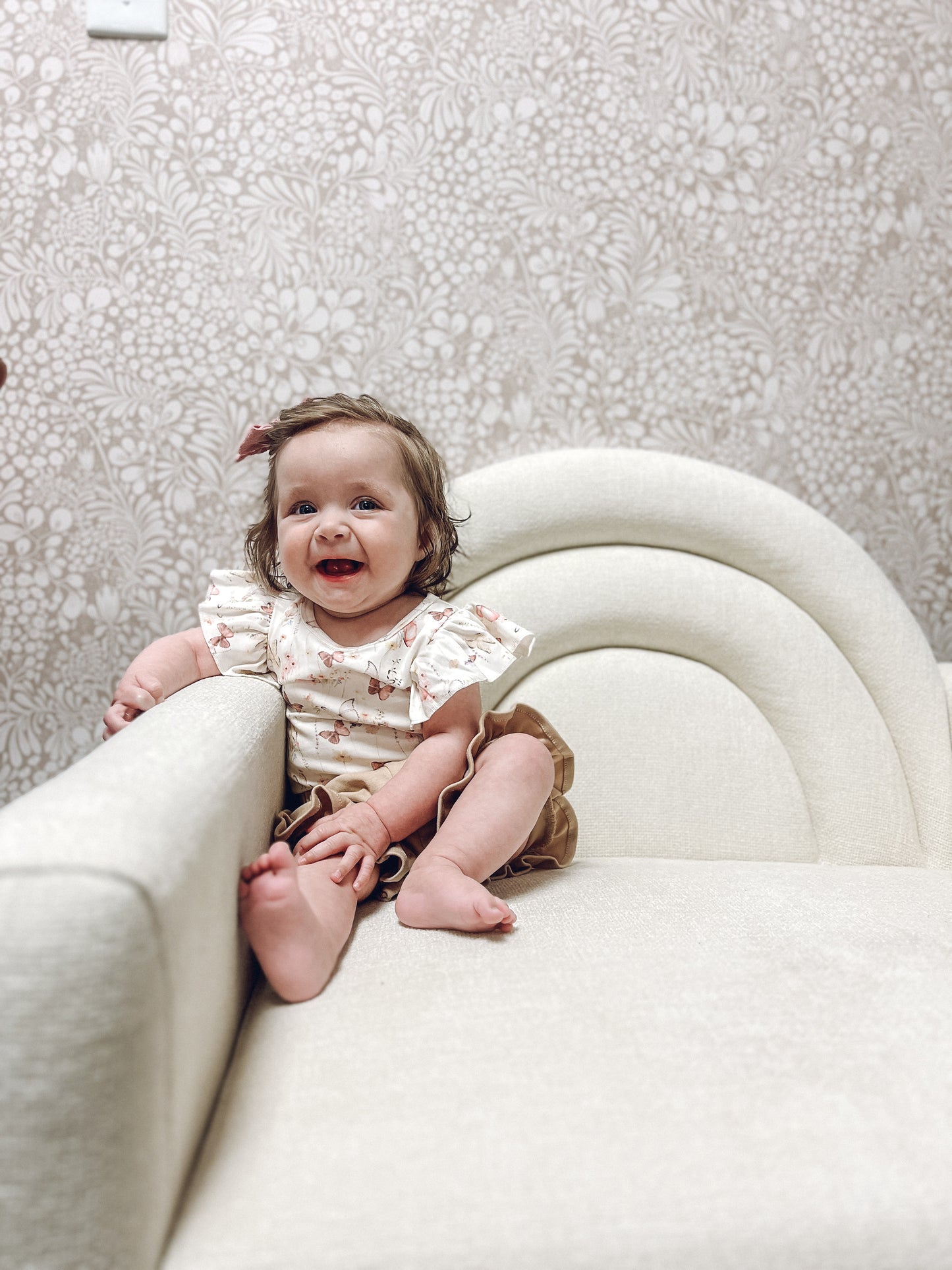 Flutter Ruffle Onesie - Cream